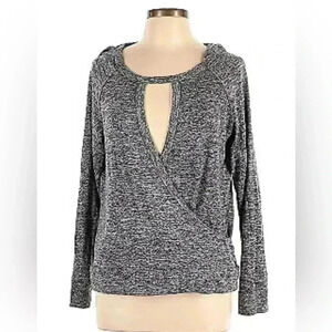 Misia Womens Black Stretch Knit Hooded Top Size XL